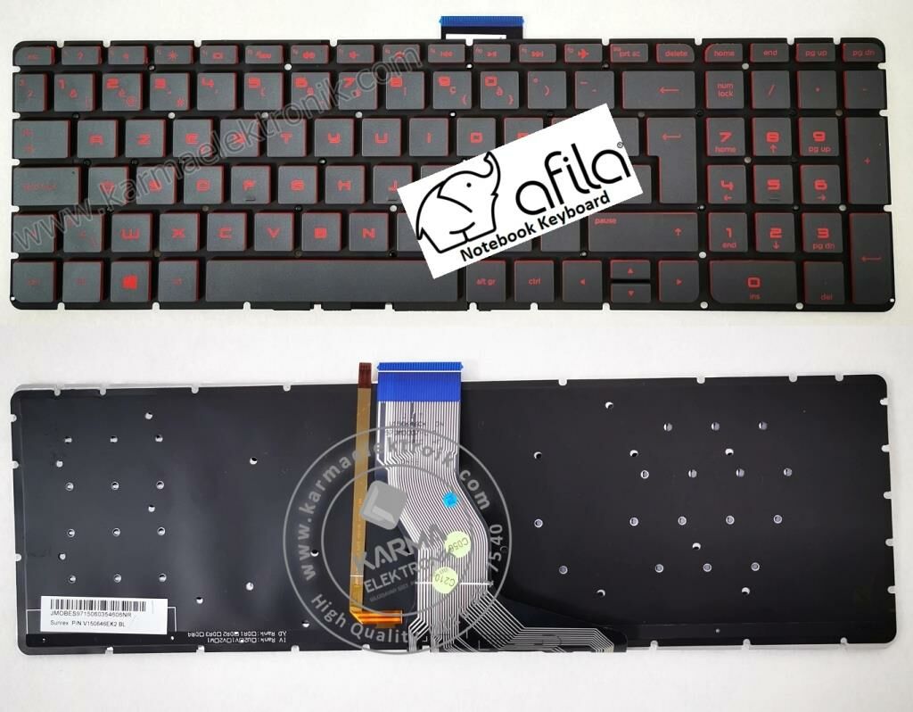 Hp Pavilion 15-AB104NT, 15-AB105NT Klavyesi Kırmızı Tuş (IŞIKLI)/Siyah TR