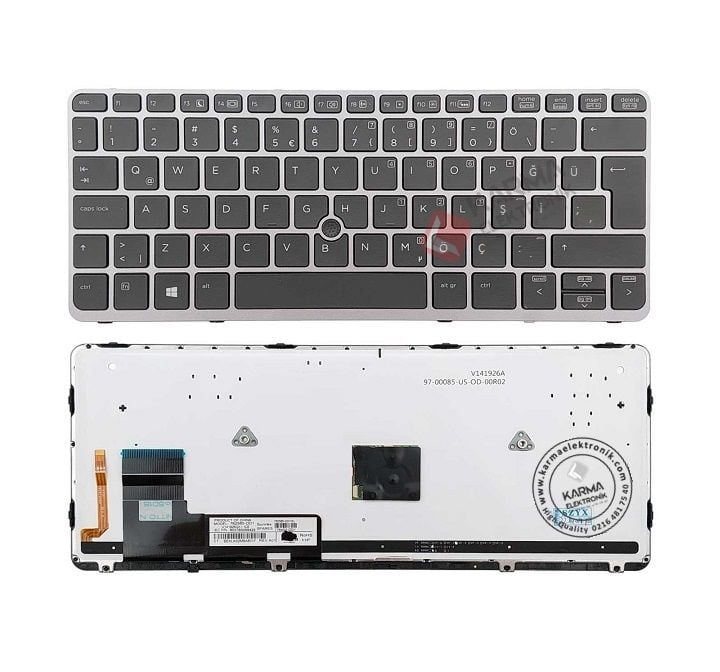 Hp EliteBook 828 G1, 828 G2 Notebook Klavye - Tuş Takımı / TR - Işıklı (Gri Çerçeveli)