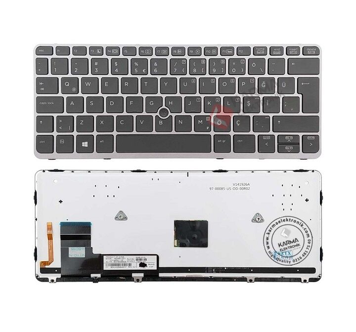 Hp Elitebook 820 G1 820 G2 Notebook Klavyesi, Siyah TR - Işıklı (Gri Çerçeveli)