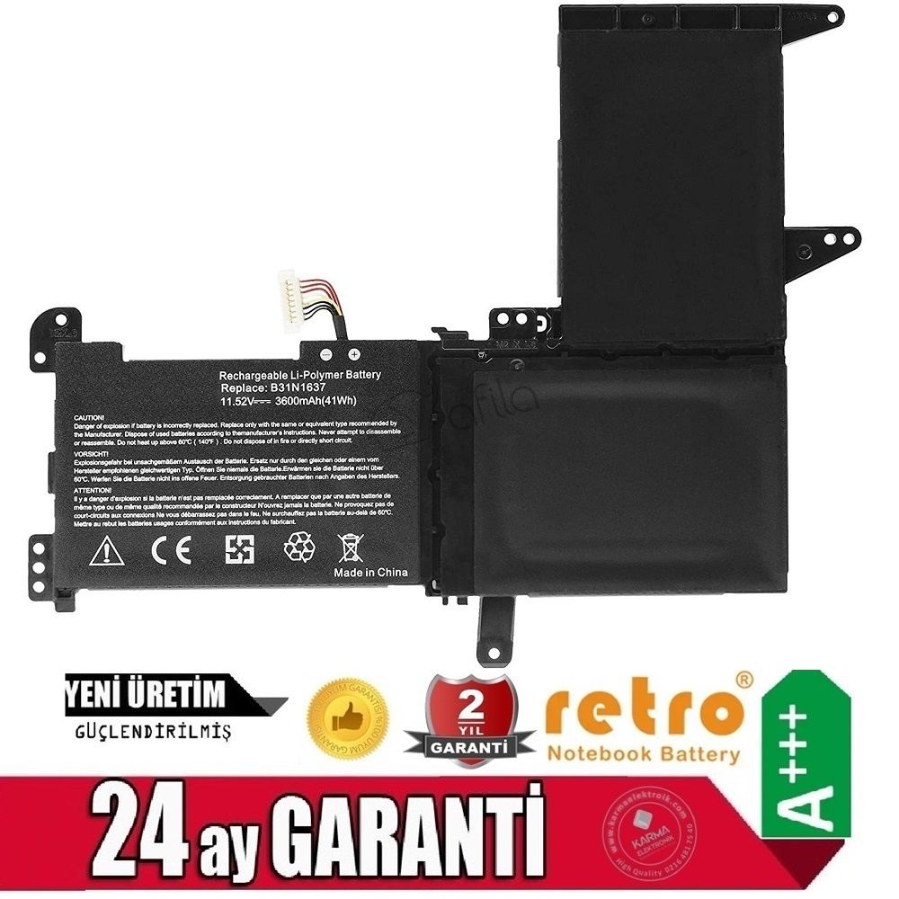 Asus S510UQ-BQ266T S510UQ-BQ261T Notebook Bataryası, Pili