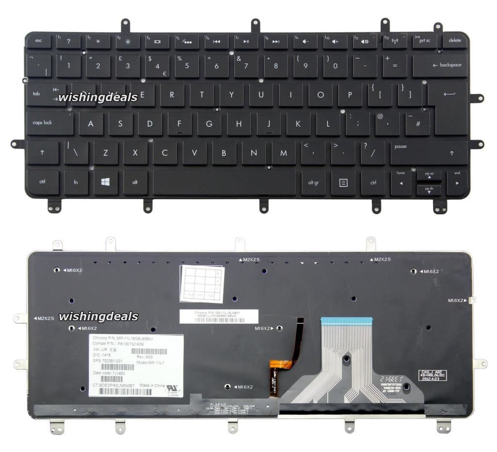 Hp Spectre XT 13-2000 Notebook Klavyesi - Siyah - TR - Işıklı