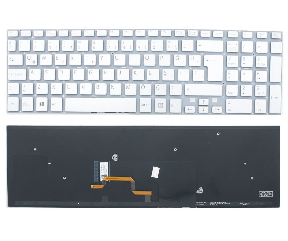Sony Vaio SVF15, SVF152, SVF153, SVF154 Notebook Klavyesi -   Gri TR / ışıklı
