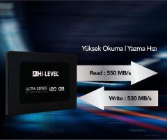 Hi-Level 120GB 2,5'' SATAIII 550-530 ULTRA Serisi SSD + Aparat