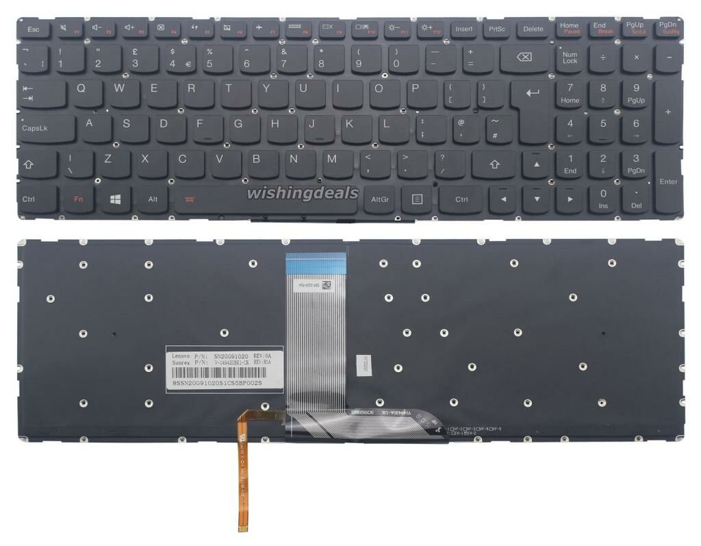 Lenovo Yoga 500-15IBD 500-15ISK Klavye - Siyah - TR - Işıklı