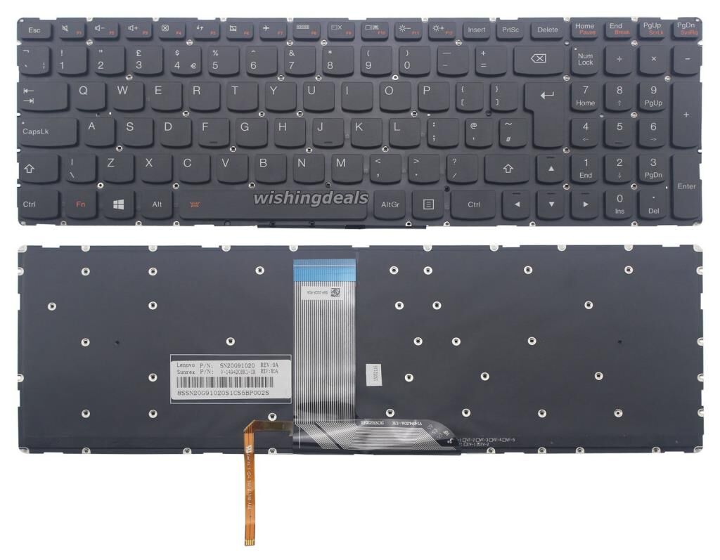 Lenovo Yoga 80R6 80N6 Notebook Klavye - Siyah - TR - Işıklı