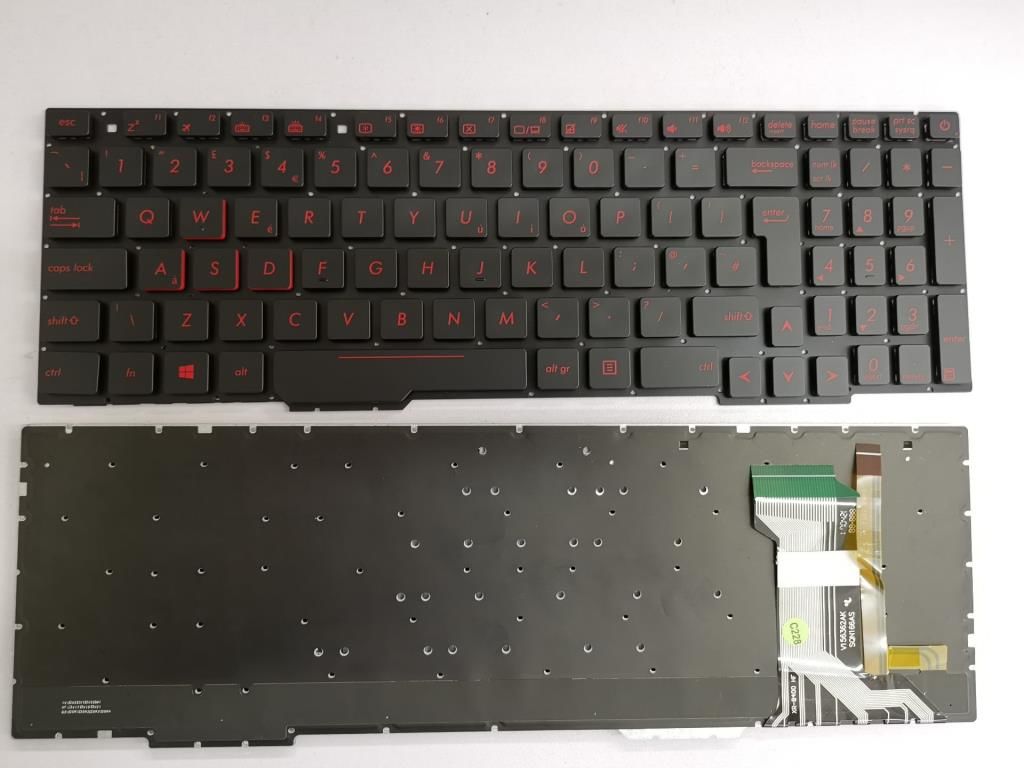 Asus Rog GL753 GL753V GL753VE Notebook Klavye - Siyah - TR - Işıklı - Ver.1 - Kırmızı Tuş