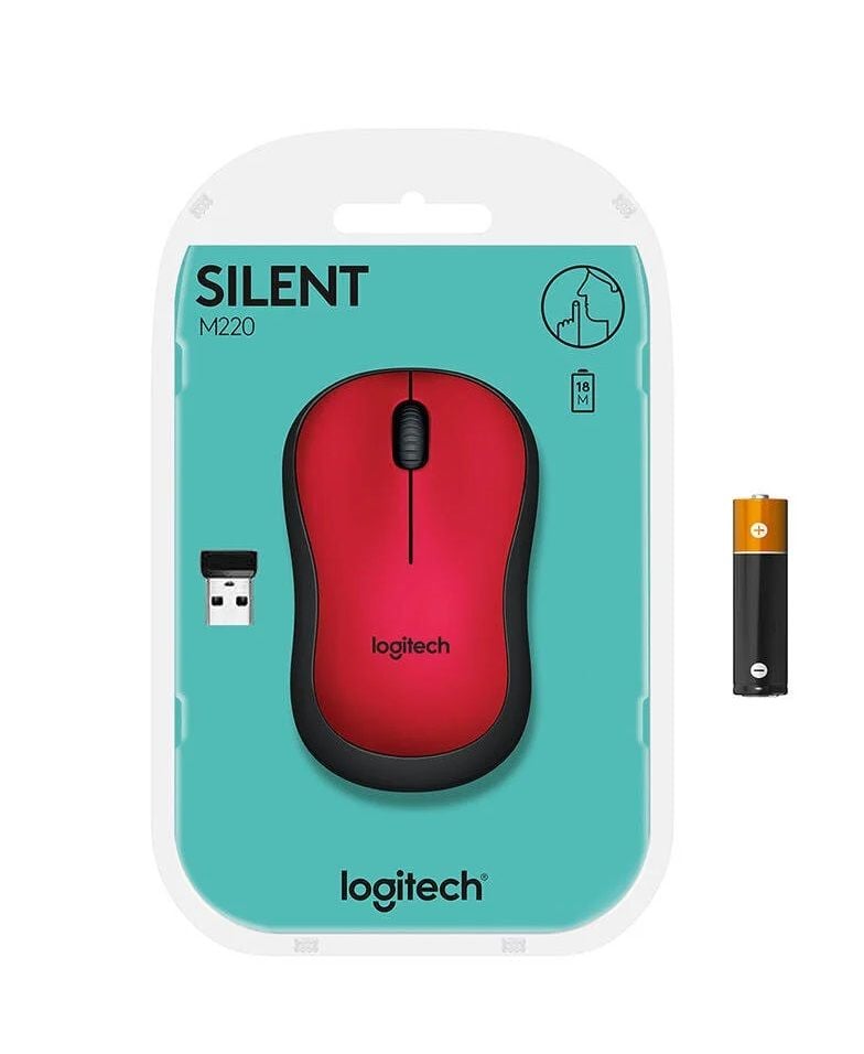Logitech M220 Kablosuz Silent Mouse Kırmızı