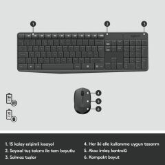 Logitech MK235 Kablosuz Klavye Mouse SET 920-007925
