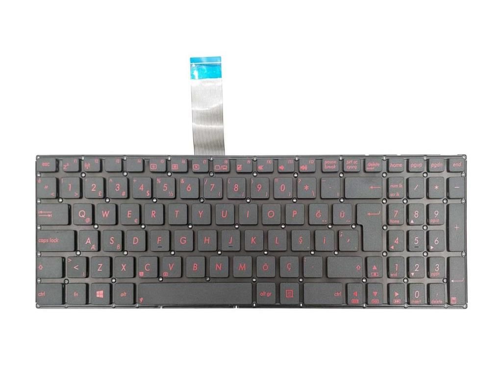 Asus R513, R513C, R513CL Notebook Klavyesi, Laptop Tuş Takımı (Siyah TR) - Kırmızı Tuş
