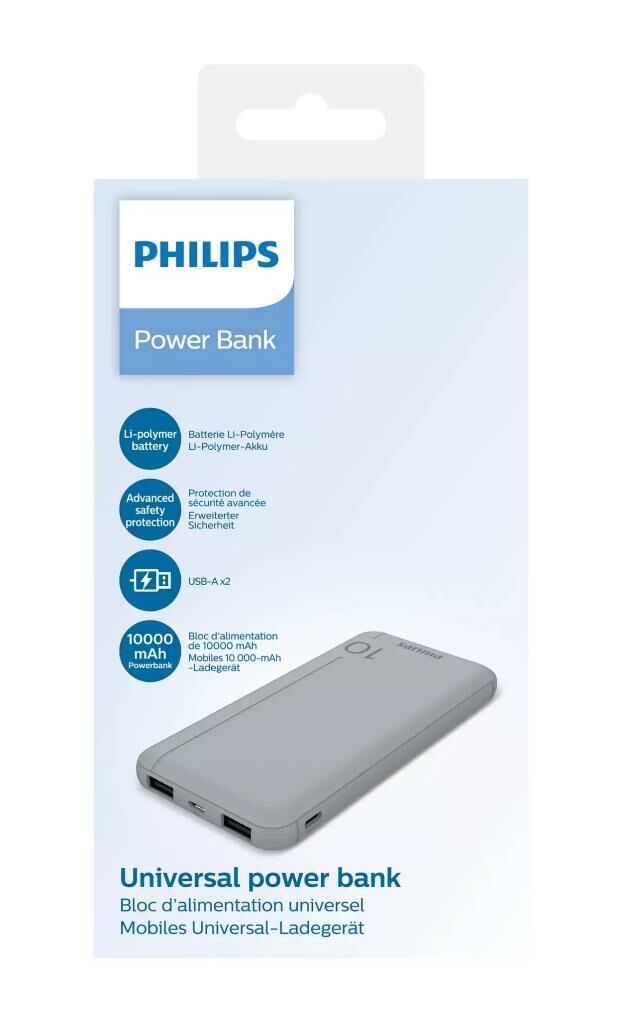 Philips Powerbank Ultra Compact 10000 Mah Dlp Seri DLP1810NV/62 Taşınabilir Çift USB Çıkışı Şarj Cihazı