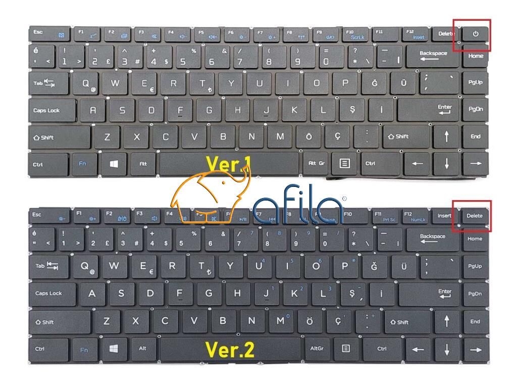 Casper Nirvana C350.4000-4C00X Notebook Klavye - Tuş Takımı / Siyah - TR - Ver.1 - Silver Üst Kasa