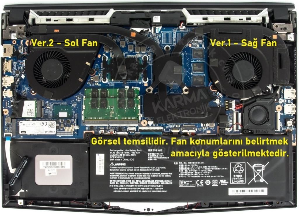 Casper Excalibur G780.1075-E1L0A Notebook Fan, Ver.1 (Sağ Fan)