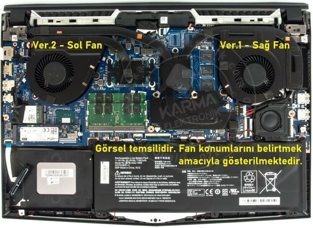 Casper Excalibur G780.1075-E5J0X Notebook Fan, Ver.1 (Sağ Fan)