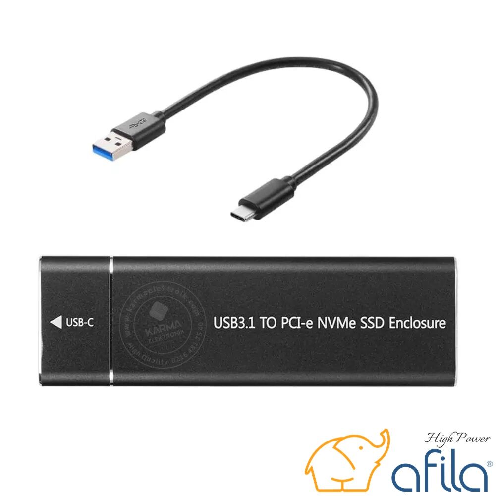 Afila - Usb 3.1 Type-C To Pci-e Express Nvme Ssd M.2 M-key Hard Disk Kutusu M2 / Çevirici