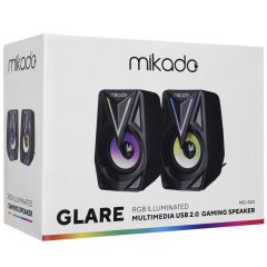 Mikado MD-S23  2.0 Multimedia 3W*2 Siyah USB RGB Işıklı Gaming Speaker Hoparlör