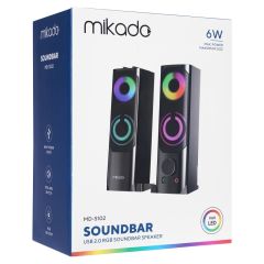 Mikado MD-S102 2.0 3Wx2CH RGB Ledli Siyah USB Soundbar Speaker Hoparlör
