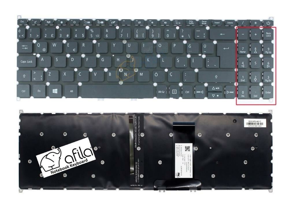 Acer Aspire 1 N20C5 Notebook Klavyesi, Laptop Tuş Takımı (Siyah TR) ışıklı