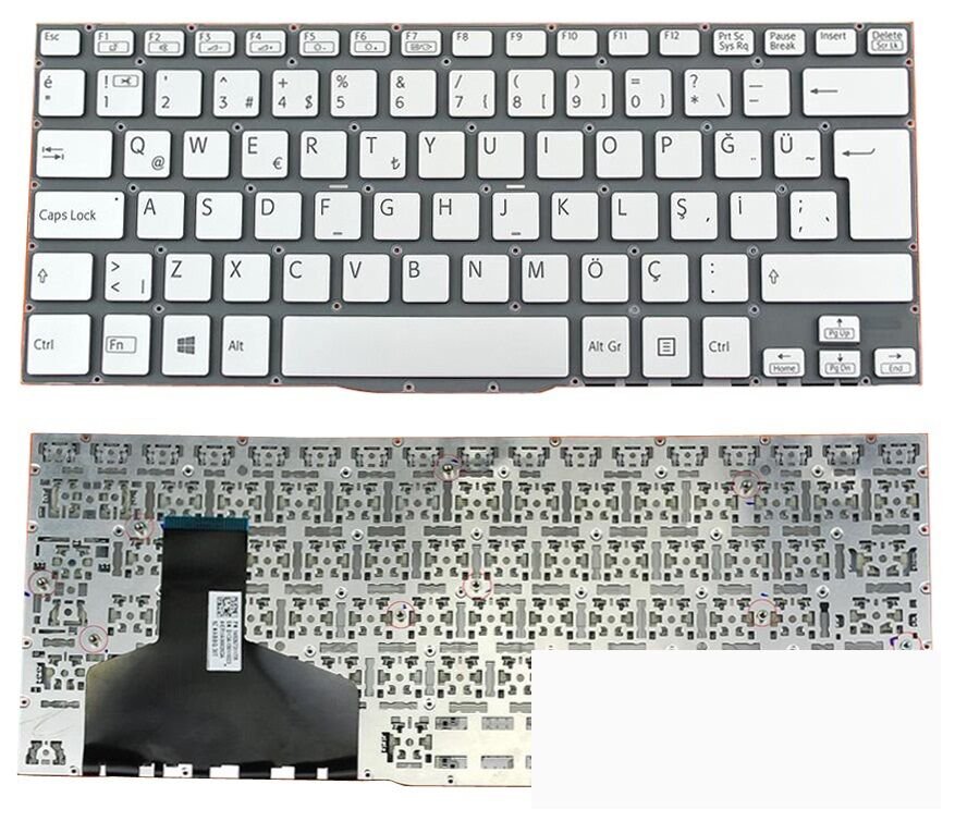 Sony Vaio SVF13N1C4R, SVF13N1C5E, SVF13N1D4E Notebook Klavyesi (Gri TR)