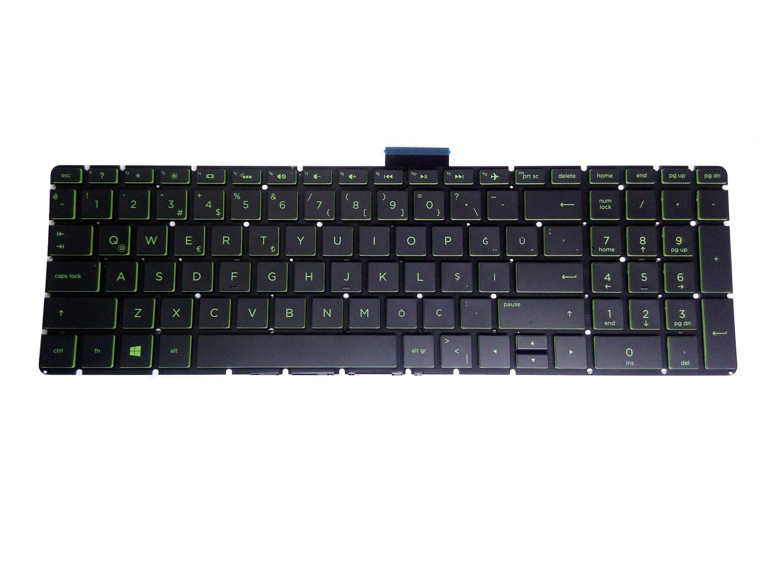 HP Pavilion Gaming 15-ec1019nt (24D52EA) Notebook Klavyesi, Yeşil Tuş Takımı (Siyah TR) ışıklı