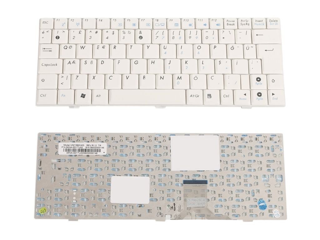ASUS EEE PC 1000H 1000HA 1000HAB Notebook Klavye, Beyaz - TR, V021562IK3, V021562HK3