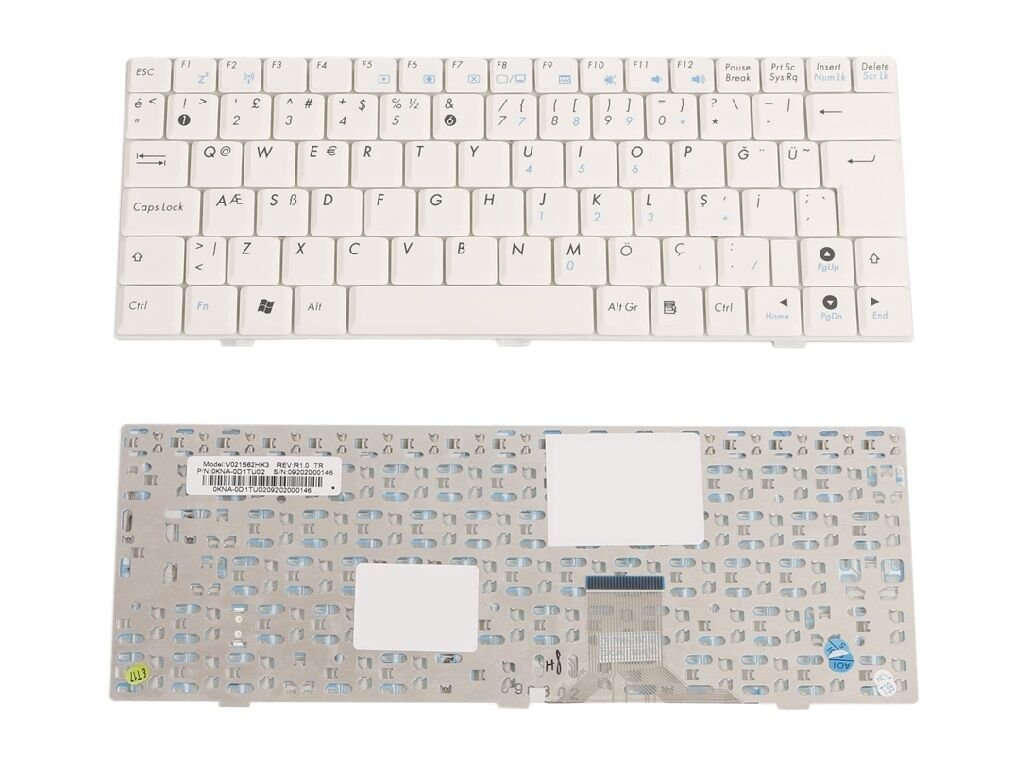 ASUS EEE PC 1000H 1000HA 1000HEB Notebook Klavyesi Beyaz TR