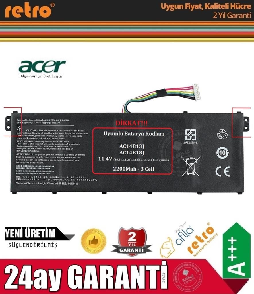 Acer Aspire 5 N20C5 Batarya Pil RETRO V1 3-Cell