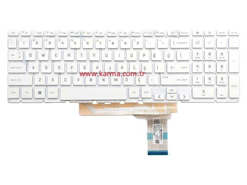 HP Victus 16-d1000nt (6G0C8EA) Notebook Klavyesi, Beyaz TR - ışıklı
