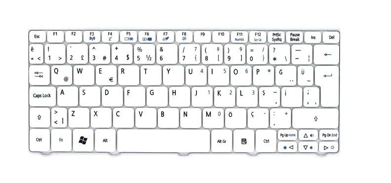 Packard Bell LT21,N570,NAV80,PAV80,ZE6A,ZE7 Notebook Klavye Beyaz TR