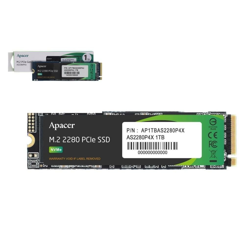 1TB APACER M.2 PCIe Nvme SSD 1TB2280P4X1 2100-1700 MB/s M2