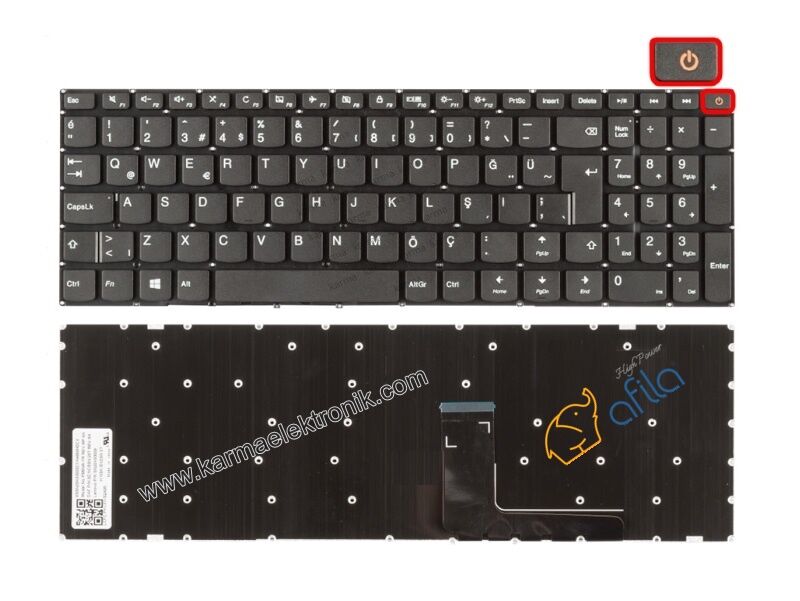 Lenovo ideaPad 110-15ISK Notebook Klavye (Siyah TR) Power Tuşlu