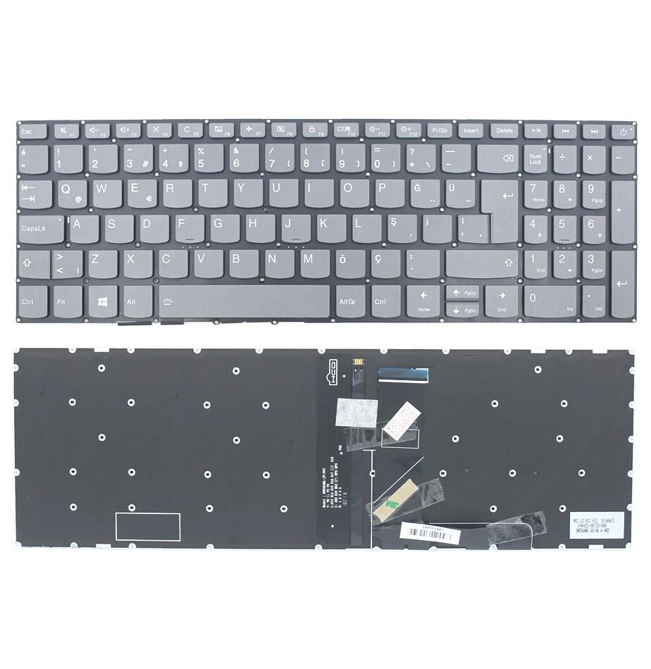 Lenovo ideaPad S145 81MV0100TX, 81MV0010TX Klavyesi - Füme TR, ışıklı / Power Tuşlu