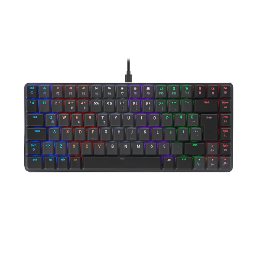 Rampage GRANITE Siyah/Gri Low Profile RED SWITCH Q Rainbow Mekanik Gaming Oyuncu Klavye