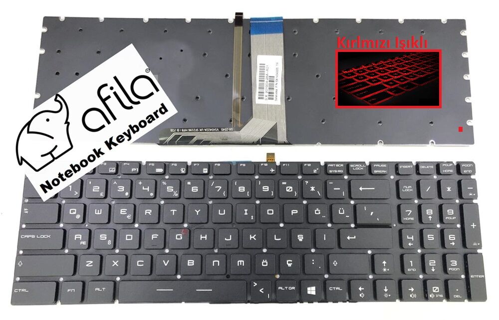 MSI GL75 Leopard 10SER-088TR msi Uyumlu Notebook Klavye (Siyah TR) V1 / Kırmızı ışıklı