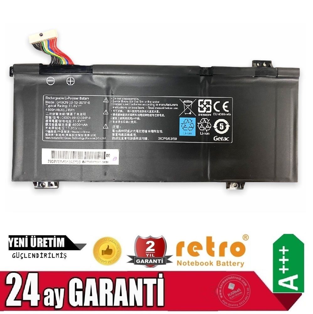 Monster Abra A5 V18.1.1 uyumlu Notebook Bataryası, Laptop Pili (3Cell)