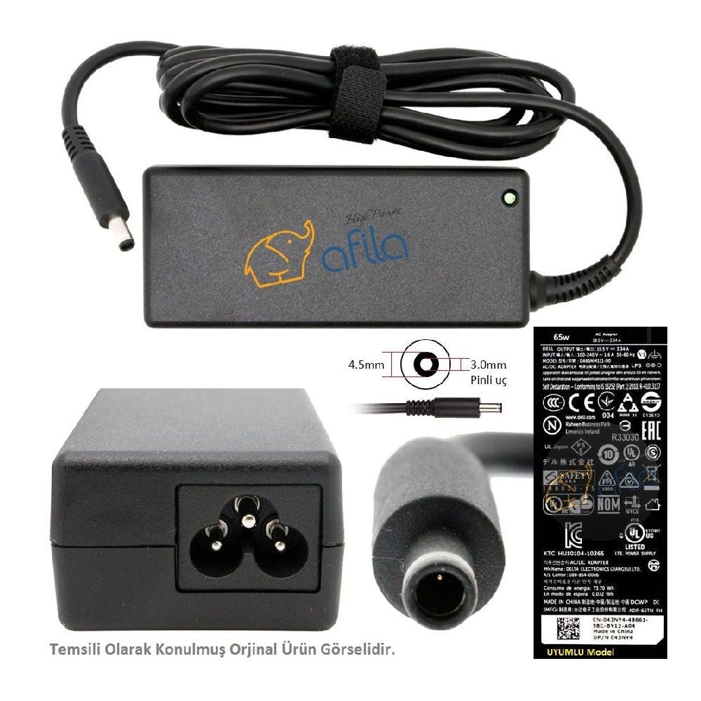Dell 14-5458, 15-5558, 5551, 5555 Adaptör Cihazı, Şarj Aleti (65W)