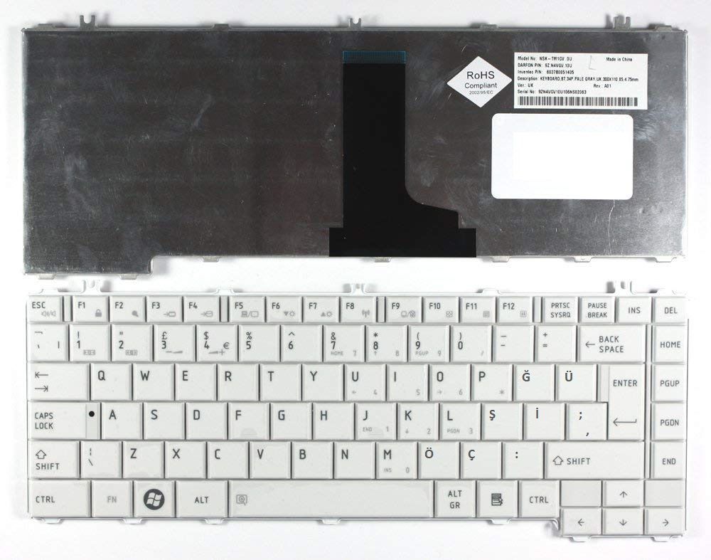 Toshiba 6037B0049202 AETE2U00010 Notebook Klavyesi - Beyaz - TR
