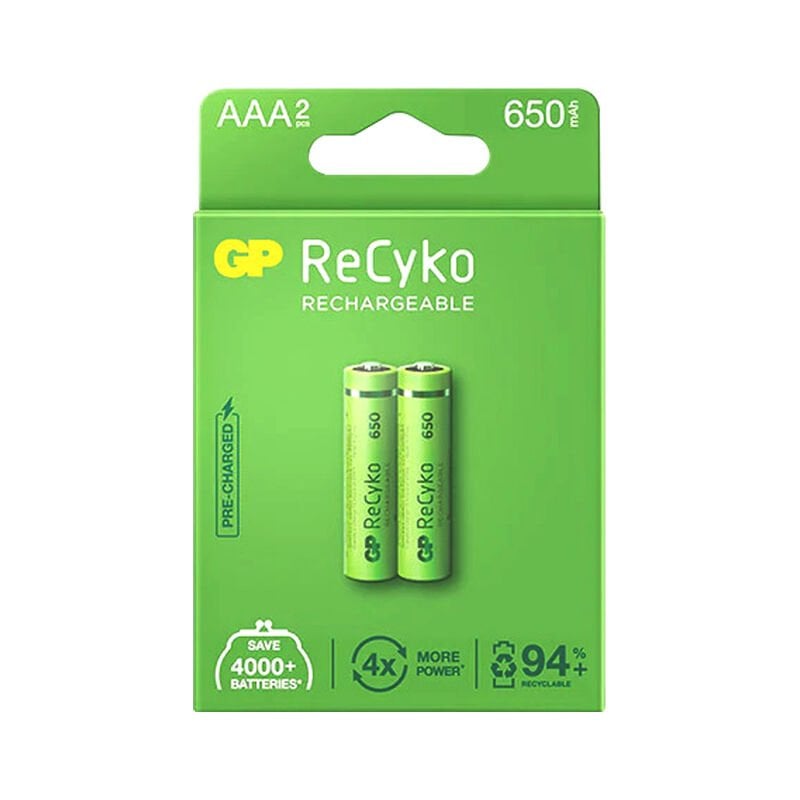 GP RECYKO 650 MAH R03 AAA İNCE ŞARJLI KALEM PİL 2'Lİ GP65AAAHCE-2EB2 (GPRHCH63E000)