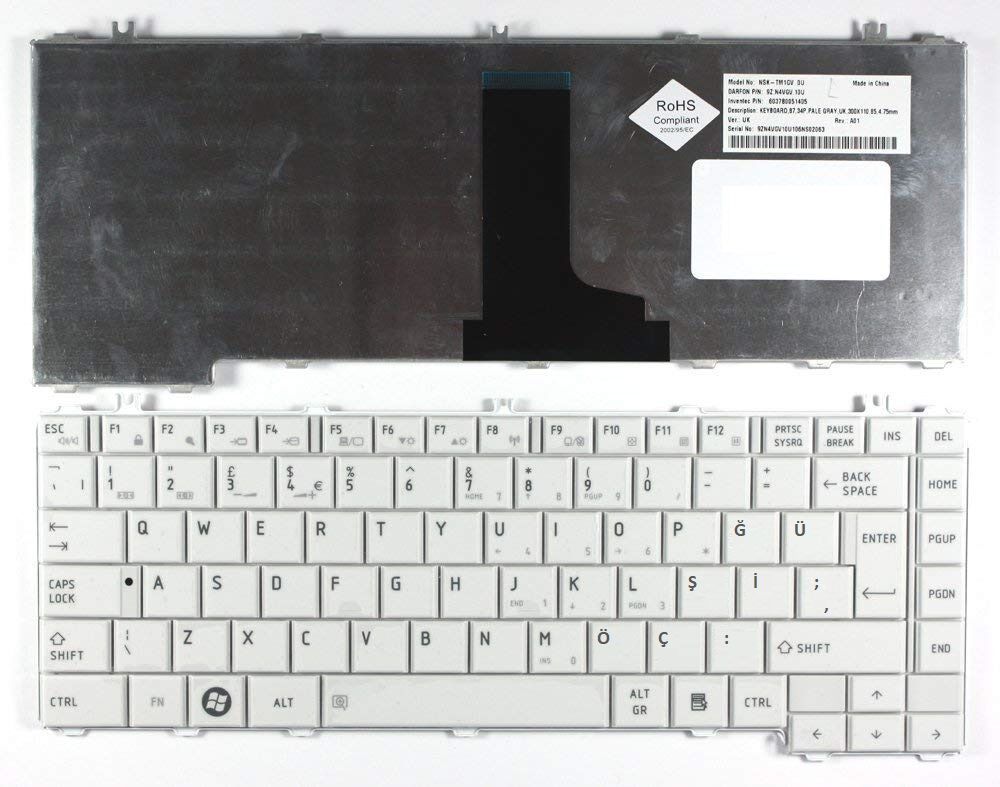 Toshiba 6037B0051402 6037B0051405 Notebook Klavyesi - Beyaz - TR