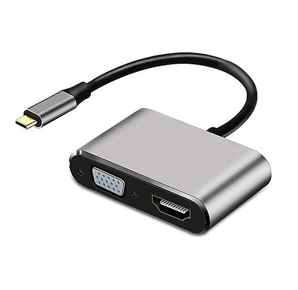 Type-C 4 Port Hub / PM-4026 1 HDMI+1 VGA+1 USB+1 Type-C Çevirici