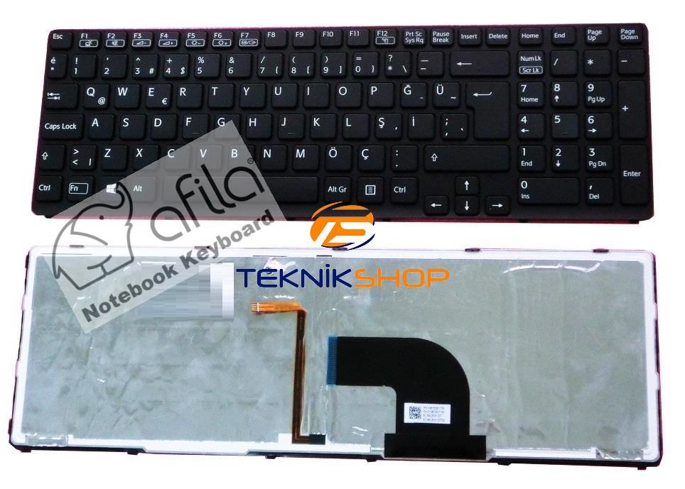 Sony Vaio SVE15, SVE17 Serisi Türkçe Notebook Klavye Siyah IŞIKLI