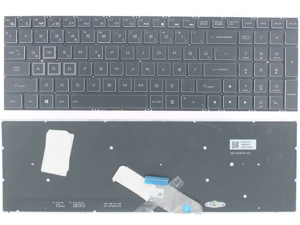 Casper Excalibur G870.1245-BQA0P-B uyumlu Notebook Klavyesi, Laptop Tuş Takımı (Siyah TR) RGB Işıklı