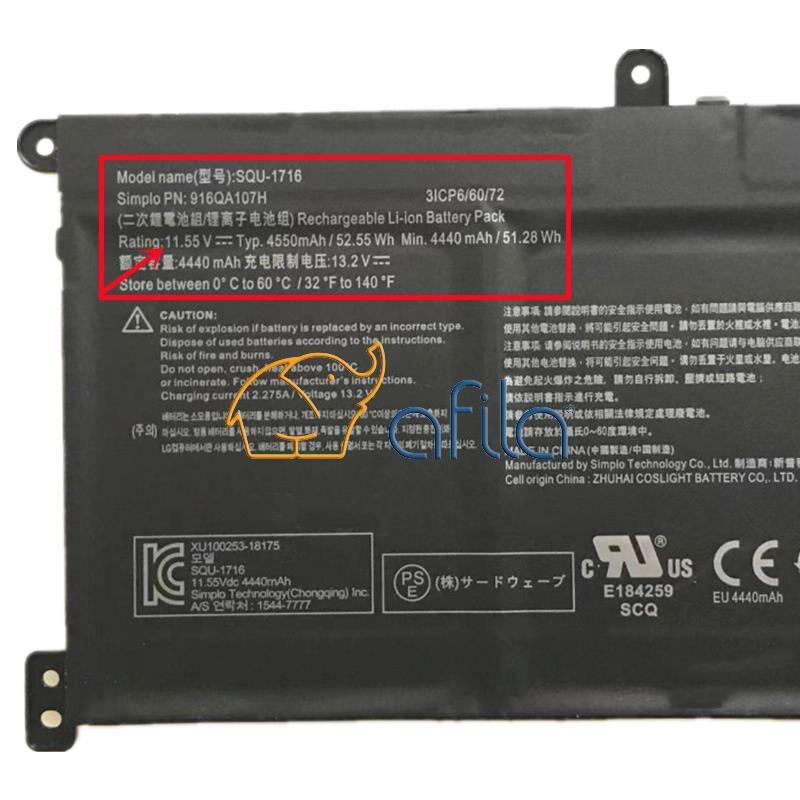 Casper Nirvana S500.1051-8550R-G-F Notebook Bataryası, Pili Ver.2 / 11.55V