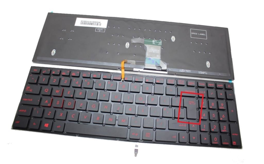 Asus G501J Notebook Klavyesi - Siyah - TR - Işıklı - Büyük Enter