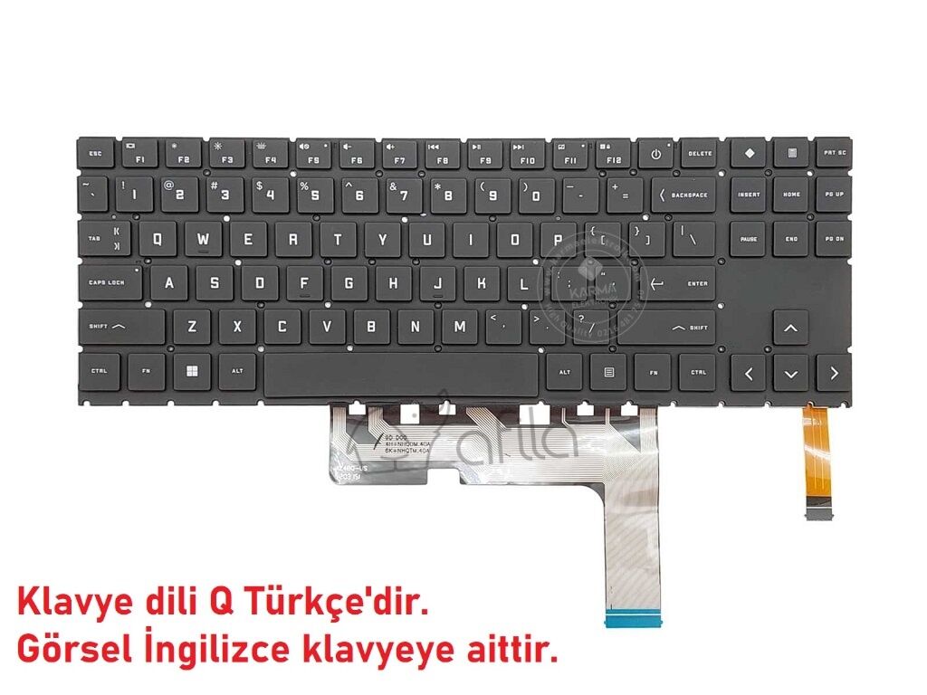 Hp Omen 15-EK0001NT Notebook Klavye Siyah TR RGB ışıklı