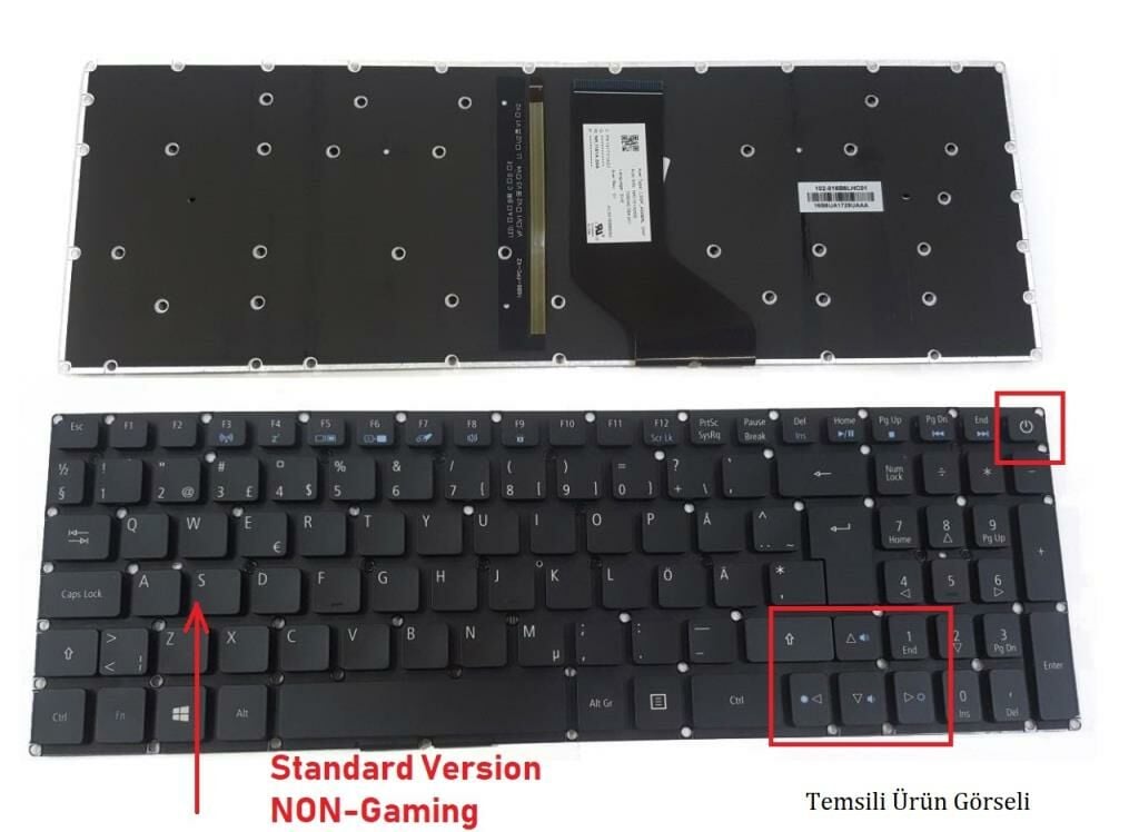 Acer Predator Helios 300 Series Model N17C3 (PH317-51 Tabanlı) Notebook Klavyesi (Siyah TR) ışıklı Ver.1