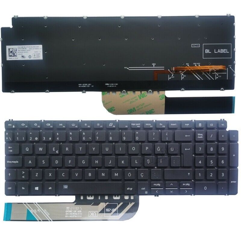 Dell inspiron 033HPP + 0YW0H7 Notebook Klavyesi Siyah TR IŞIKLI