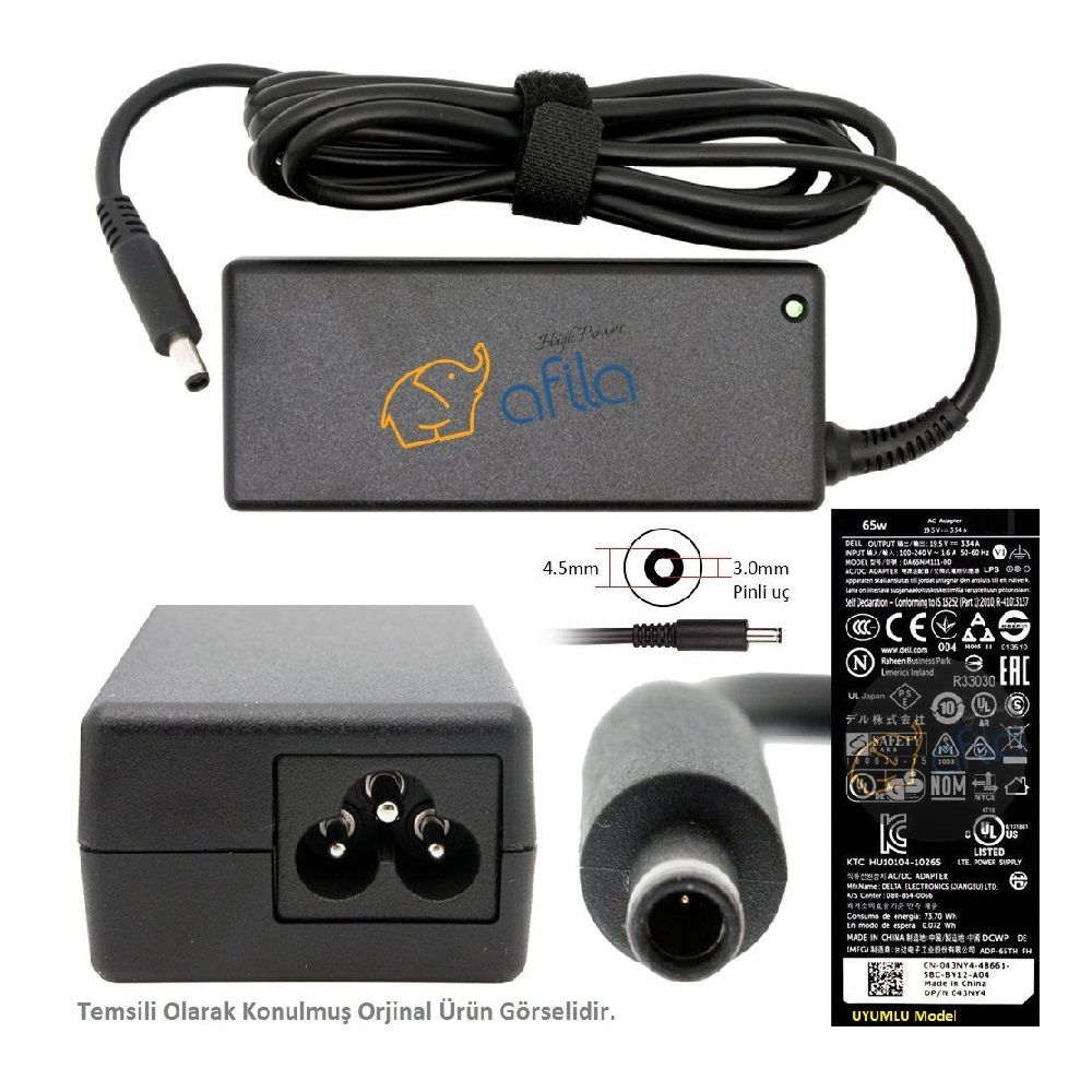 Dell Latitude 3330 Notebook Adaptörü, Şarj Aleti Cihazı 65W
