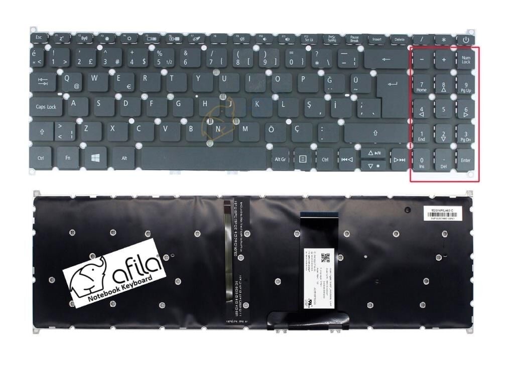Acer Swift 3 SF315-52G-52YV, SF315-52G-531A Notebook Klavyesi (Siyah TR) ışıklı