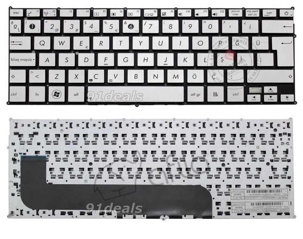 Asus Zenbook UX21 UX21A UX21E Notebook Klavyesi - Silver, Gri TR MP-11A96SA6528, MP-11A96HU6528