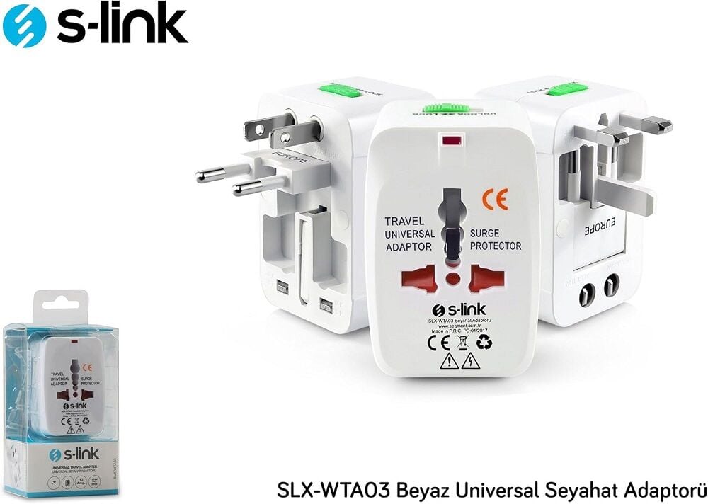 S-Link SLX-WTA03 BEYAZ Universal ÇOKLU SEYAHAT ADAPTÖRÜ (Amerikan Priz)